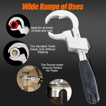 Universal Adjustable Double-Ended Wrench Multifunctional Bath Wrench Aluminium Alloy Open End Spanner Bathroom Repair Hand Tool