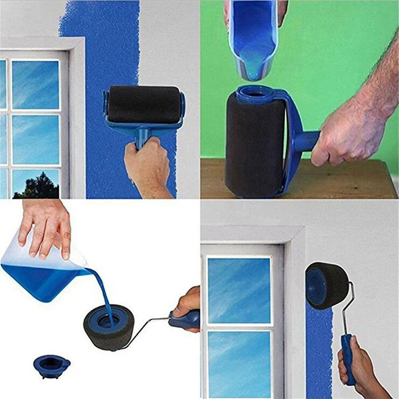 8Pc/Set Multifunctional Paint Roller Corner Brush Handle Tools Wall Painting Roll DIY Household Easy to Operate Painting Brushes